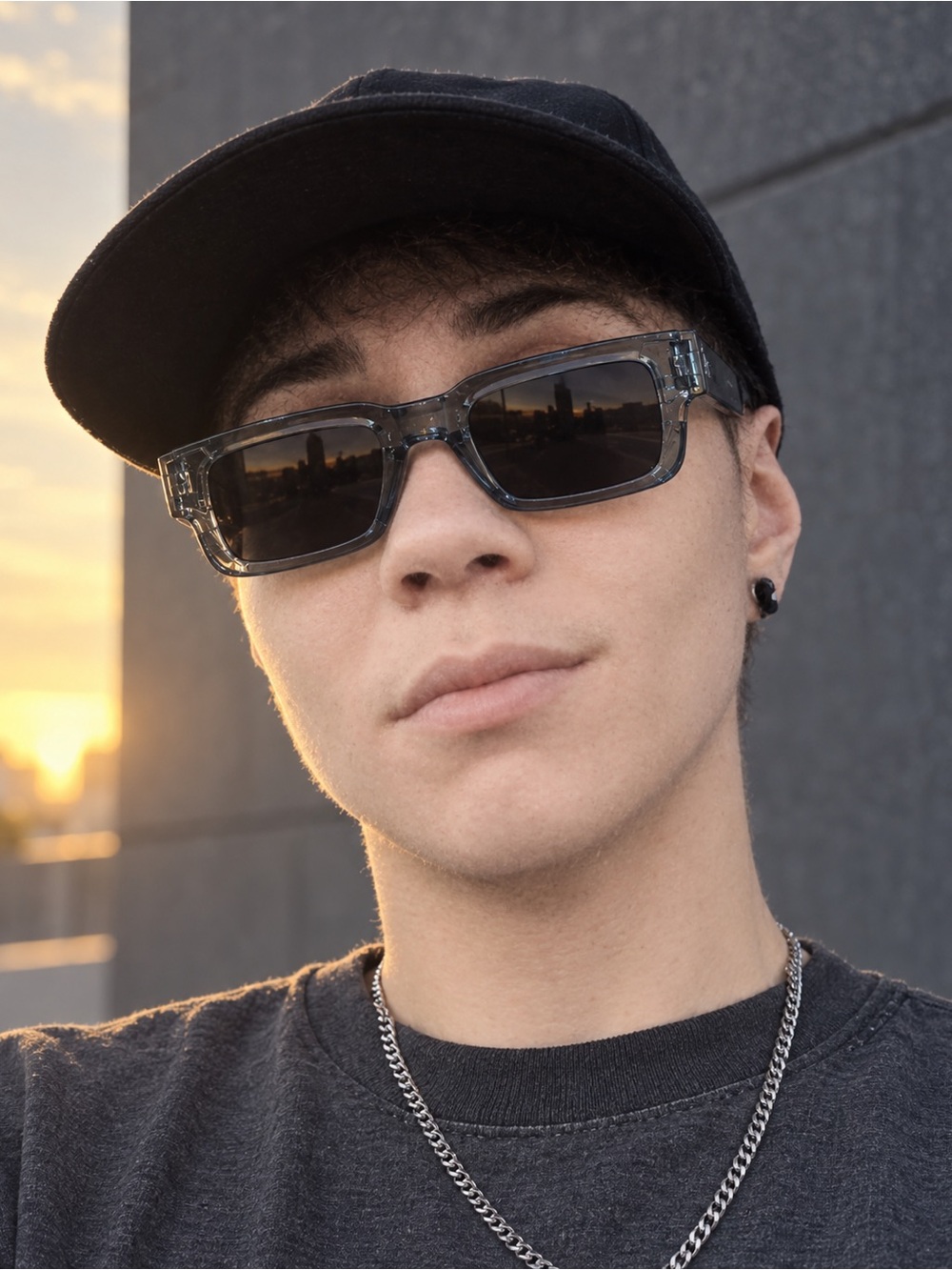 New Smoky Blue-Gray Rectangle Sunglasses – Unisex